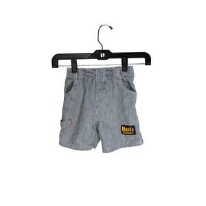 Bob the Builder Y2K blue white striped shorts vintage toddler boys size 4T